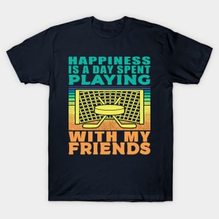 Playing Hockey With My Friends Hobby Blue Orange Text T-Shirt